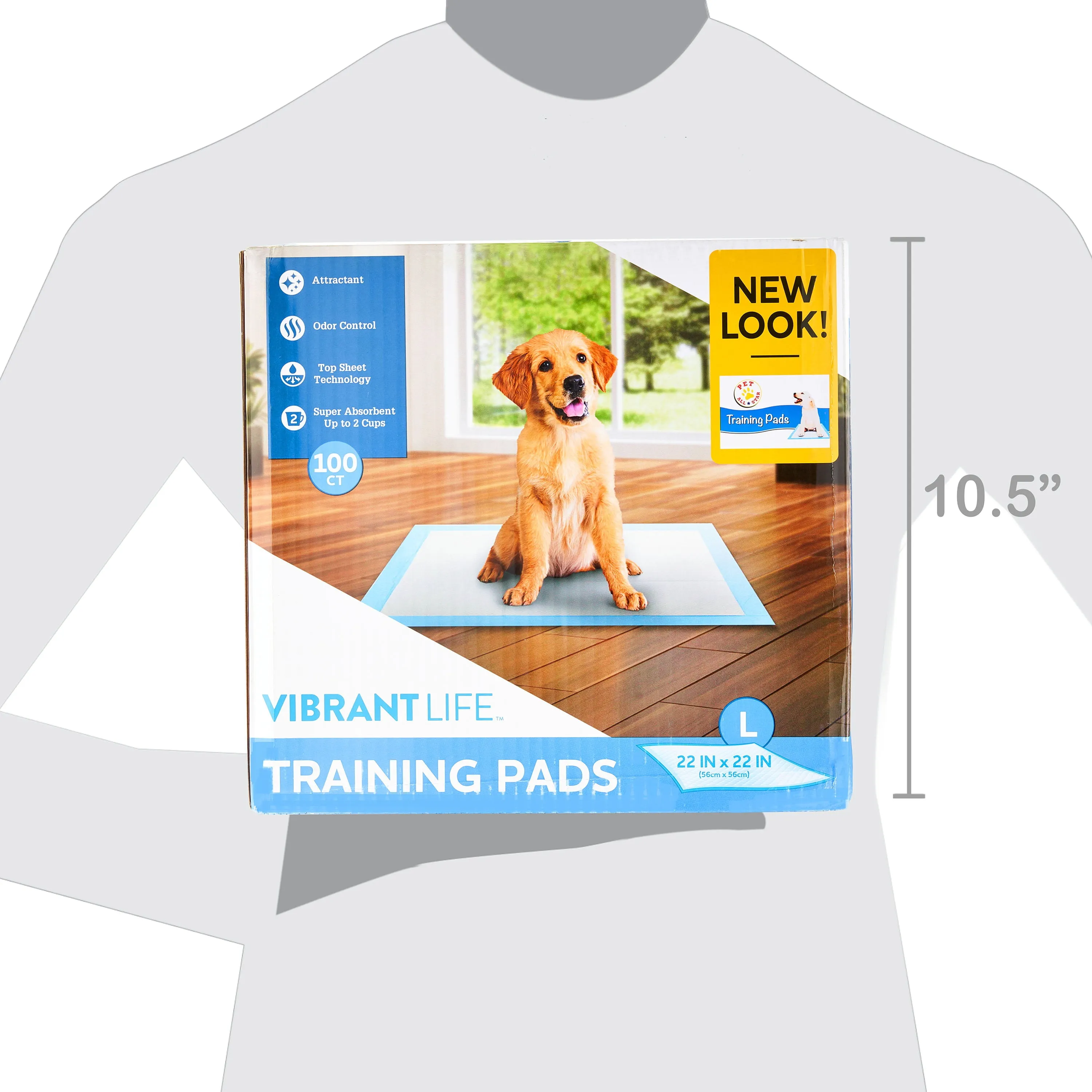 Vibrant Life Training Pads, Large, 22 in x 22 in, 100 Count