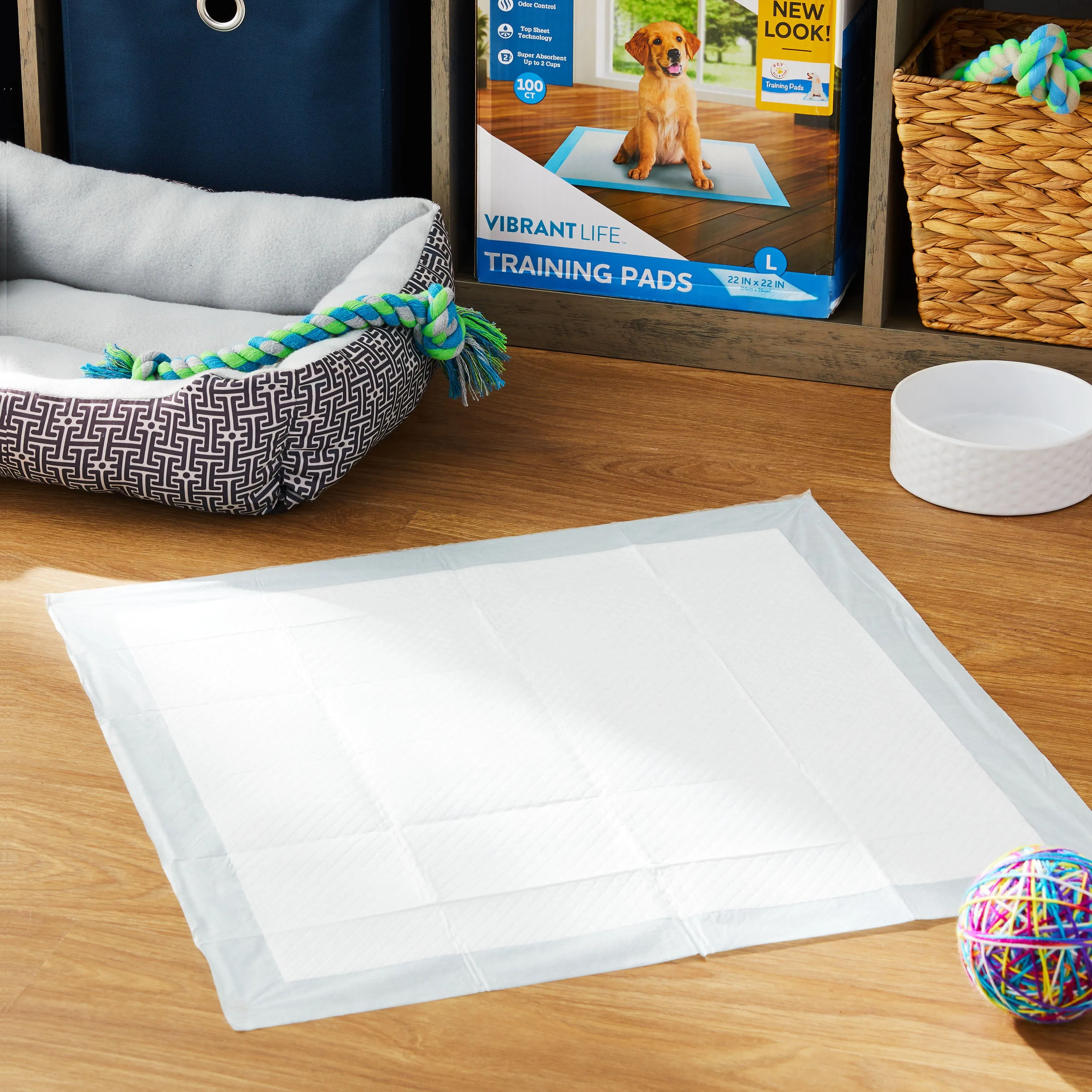 Vibrant Life Training Pads, Large, 22 in x 22 in, 100 Count