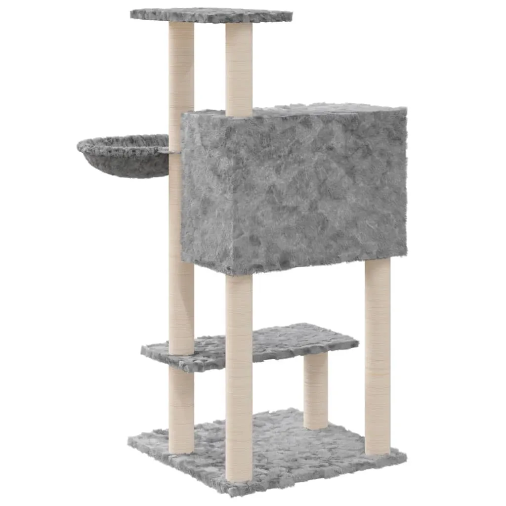 vidaXL Cat Tree with Sisal Scratching Posts Light Grey 108.5 cm