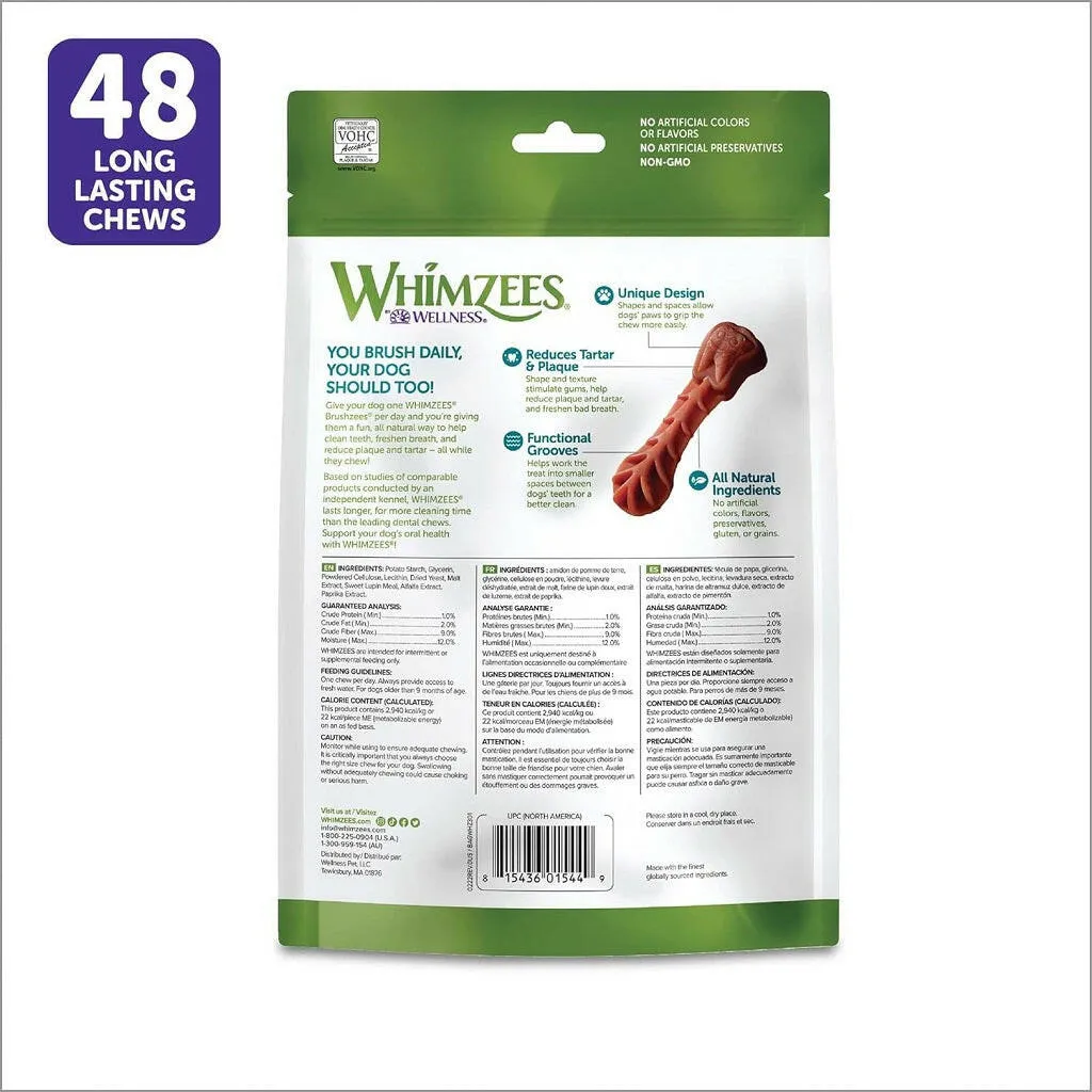 WHIMZEES Brushzees Dental Chews Natural Grain-Free Dental Dog Treats Extra Small (48 count)