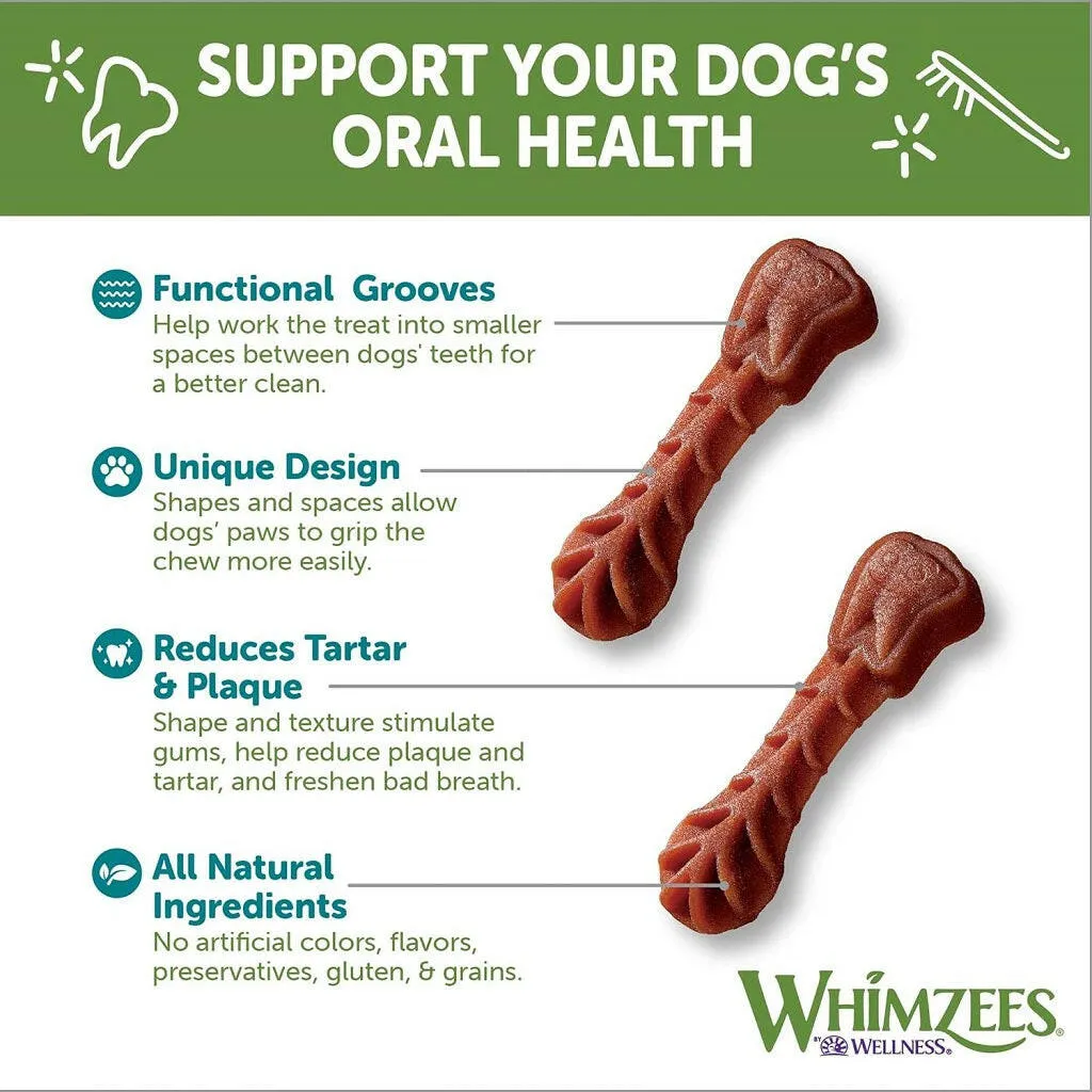 WHIMZEES Brushzees Dental Chews Natural Grain-Free Dental Dog Treats Extra Small (48 count)