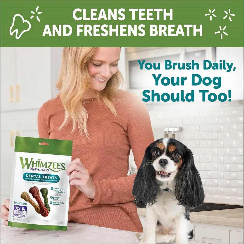 WHIMZEES Brushzees Dental Chews Natural Grain-Free Dental Dog Treats Extra Small (48 count)