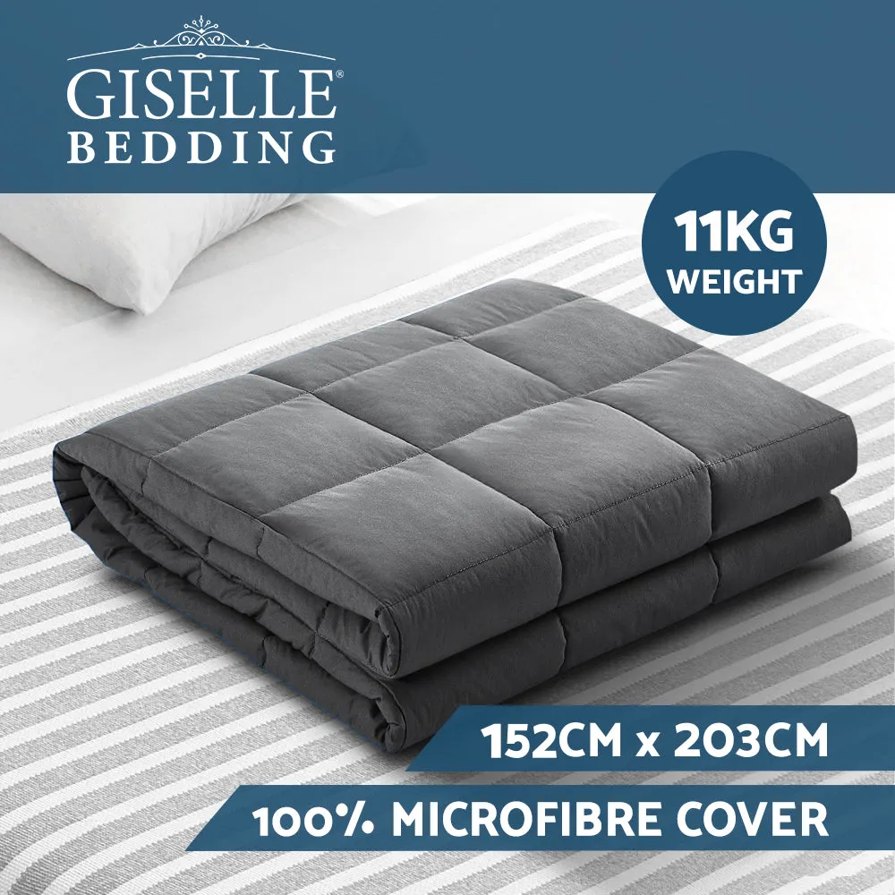 Wrigley Weighted Throw Soft Blanket 11KG Heavy Gravity Adult Deep Sleep Ralax Washable - Dark Grey